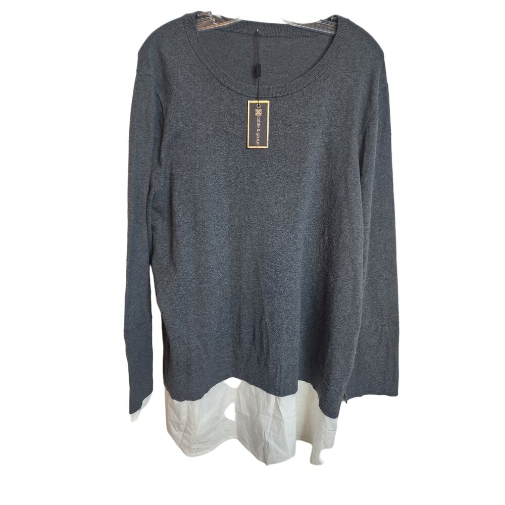 Cable & Gauge Charcoal Gray/White Sweater, NWT, XL